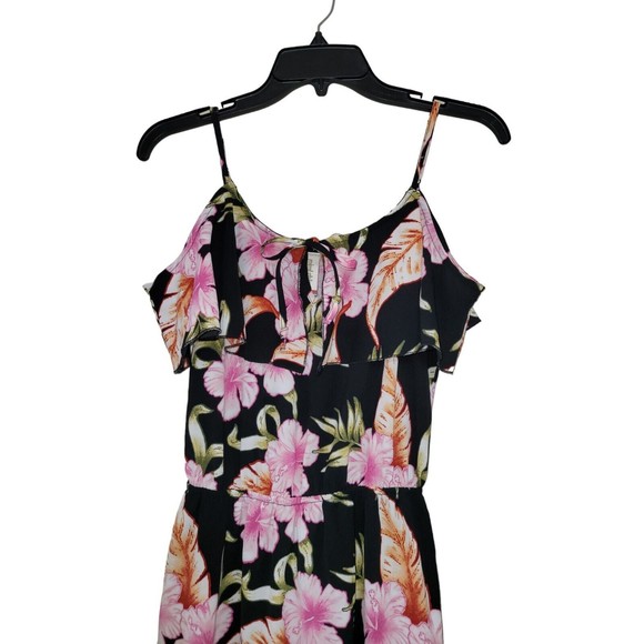 Mimi Chica Loves You Spaghetti Strap Ruffle Tropical Floral Dress Hi Low Small S - Picture 4 of 12